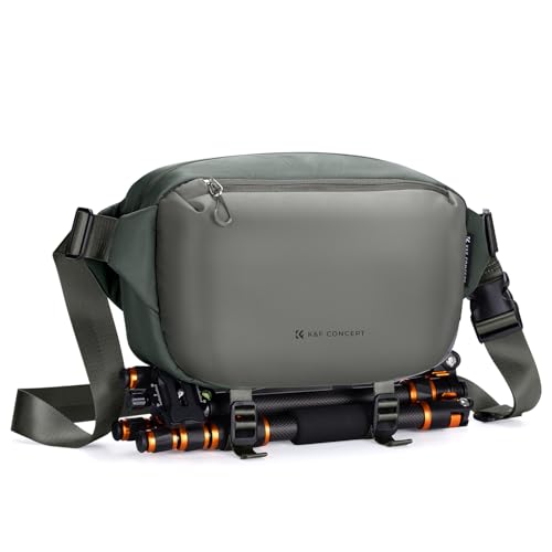 K&F CONCEPT Camera Sling Bag Crossbody Bag Waterproof Camera Shoulder Backpack DSLR/SLR/Mirrorless Camera Case - color: 07 Cyan Grey Medium