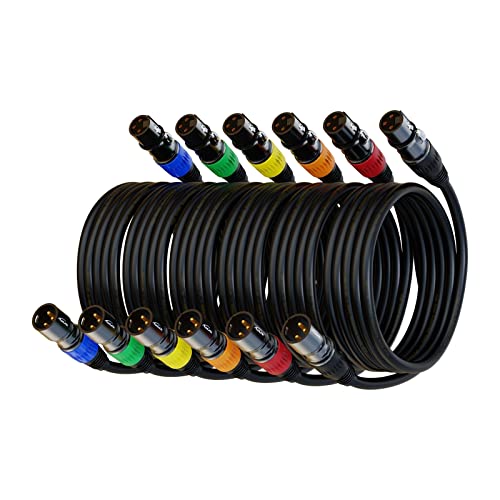XLR Cables, Microphone Cable 1.5ft 6 Packs, Short XLR Cable Male to Female Mic Cable 3-Pin Compatible with Stage Lighting, Speaker Systems and More - size: 1.5 Ft 6 Pack