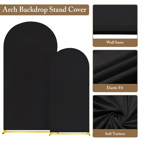 Toolterritary Metal Arch Backdrop Stand and Cover Set, 8FT, 7.2FT Party Backdrop, Easy to Assemble, Backdrop Stand for Parties, Birthday, Baby Shower - color: Black, size: 8ft,7.2ft