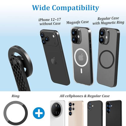 PlusAcc 69” Magnetic Selfie Stick Tripod - Extendable Phone Mount for MagSafe, 360°Rotation Travel Stand with Rechargeable Remote, Compatible with iPhone, Camera, Video Recording - size: 69"