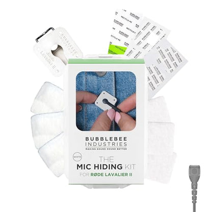 Bubblebee Mic Hiding Kit Compatible for RODE Lavalier II & RODE Wireless Pro Accessories - Microphone Hiding, Noise & Wind Reduction Dead Cat for Content Creators, Videographers & Filmmakers, White