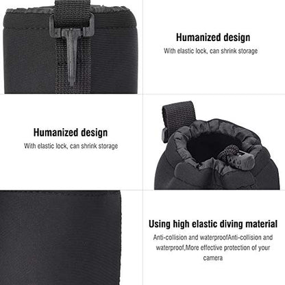4PCS Lens Pouch Set, Neoprene Camera Storage Bags DSLR Case | Shock Absorption Water Resistant Soft Protective Bag for Camera Lens Storage, Portable DSLR Camera Cover Replacement Use