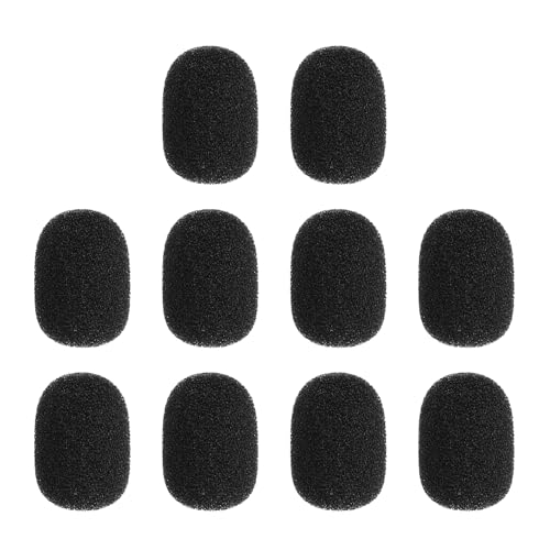 MECCANIXITY 10 Pcs Mini Foam Microphone Windscreen, 15x20mm High Density Black Mic Cover Noise Reduction Foam Covers for Streaming Stage Conference Use - color: Black, size: 15x20mm