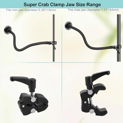 Mippko Magnetic Gooseneck Phone Holder for Treadmill/Spin Bike/Mic Stand/Music Stand,19.7" Long Gooseneck Arm Super Crab Clamp iPhone Mount,Compatible with iPhone 12/13/14/15/16/17 Android Cellphone