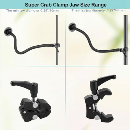 Mippko Magnetic Gooseneck Phone Holder for Treadmill/Spin Bike/Mic Stand/Music Stand,19.7" Long Gooseneck Arm Super Crab Clamp iPhone Mount,Compatible with iPhone 12/13/14/15/16/17 Android Cellphone