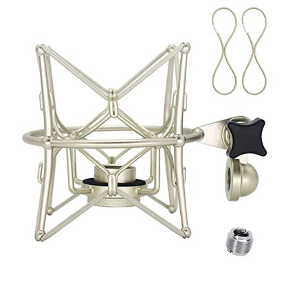 SUUNTOK Microphone Shock Mount Anti-Vibration Mic Holder Spider Recording Mic Shockmount Stand Compatible with Neumann U87 Ai, U89 i and TLM 67 (Champagne) - style: Champagne Compatible with U87 Ai