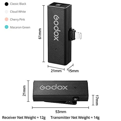 GODOX MoveLink Mini Microphone, White Kit2, Wireless Lavalier Microphone, for Photography, Vlog, Filmmaking, Speech, with 2 Transmitter 1 Receiver (Black Kit2 (Lightning)) - color: Black Kit2 (Lightning)