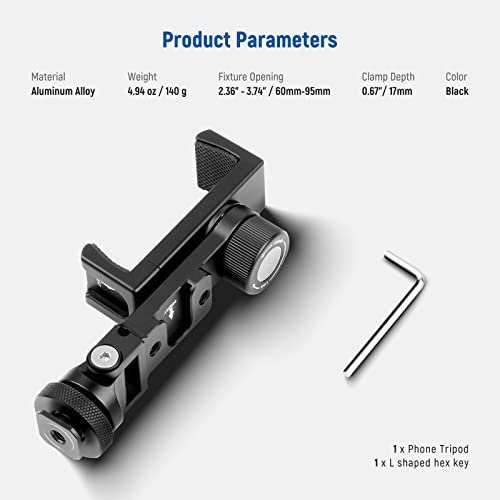 NEEWER Metal Cell Phone Tripod Mount Adapter with 4 Cold Shoes & Three 1/4" Screw Holes, 360° Horizontally Rotatable, 180° Tiltable Phone Holder Compatible with iPhone Samsung for Vlogging Streaming - style: PA1