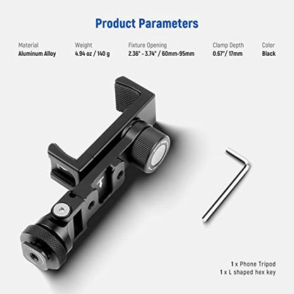 NEEWER Metal Cell Phone Tripod Mount Adapter with 4 Cold Shoes & Three 1/4" Screw Holes, 360° Horizontally Rotatable, 180° Tiltable Phone Holder Compatible with iPhone Samsung for Vlogging Streaming - style: PA1