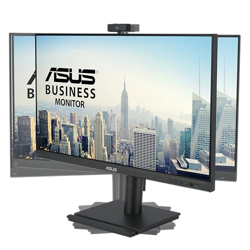 ASUS 24” 1080P Video Conferencing Monitor (BE249QFK) - IPS, 100Hz, Frameless, Full HD Webcam, Mic Array, Speakers, Height Adjustable, Ergonomic Design, Eye Care, Wall Mountable, 3 yr Warranty - style: 24" Webcam Mic Array