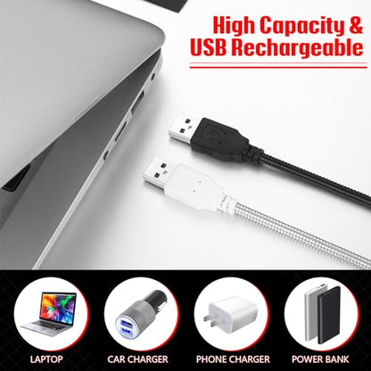 Tujoe 2 Pieces USB LED Light for Laptop Keyboard Gooseneck Light Computer Lamp Flexible Stick Dimmable LED Lamp Touch Switch for Reading Book(Black, Red) - color: Black, Red