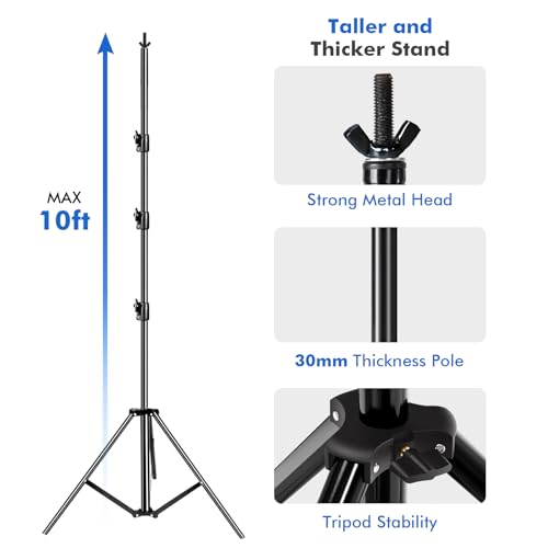 HYJ-INC Photo Video Studio 20ft (Wide) x 10ft (Tall) Heavy Duty Adjustable Width & Length Photography Backdrop Stand Background Support System Kit with Spring Clamps, Sandbags, Carry Bag