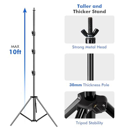 HYJ-INC Photo Video Studio 20ft (Wide) x 10ft (Tall) Heavy Duty Adjustable Width & Length Photography Backdrop Stand Background Support System Kit with Spring Clamps, Sandbags, Carry Bag