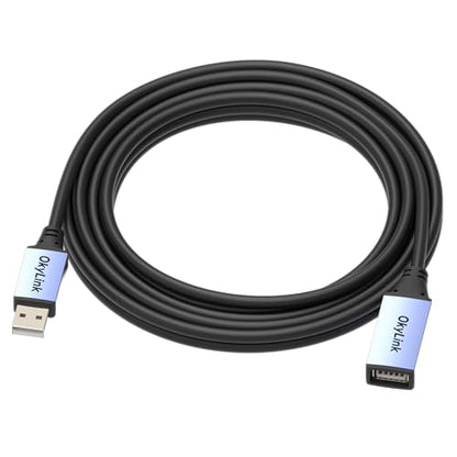 OkyLink Active USB 2.0 Extension Cable A to A, Male to Female 15ft(5M) | 480Mbps Signal booster cord, compatible with printer, mouse, keyboard, scanner, camera - size: 15ft (5m)