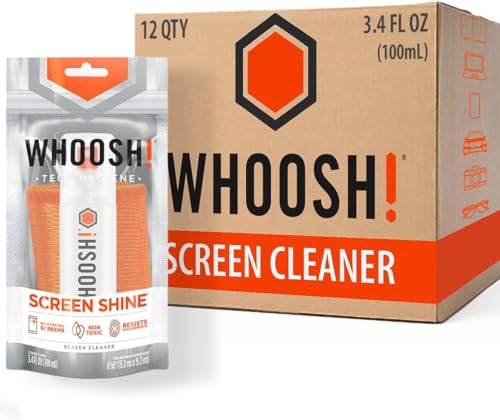 WHOOSH! Screen Cleaner Spray and Wipe [Set of 12] 3.4 fl oz + 1 Microfiber Cloth Wipes - Travel Size Electronic Cleaner for Car, Computer, Laptop, iPad, MacBook, Phone, Eyeglass - Lens Cleaner Kit - size: 3.4 fl oz (Pack of 12)