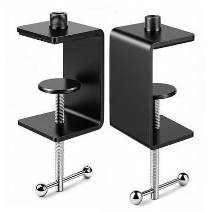 Table Microphone Clamp KB47 - Heavy-Duty Desk Mic Metal Clamp Mount with 5/8-27 Male and 3/8-16 Female Thread, 2PCS - color: C-CLAMP MOUNT (2PCS)