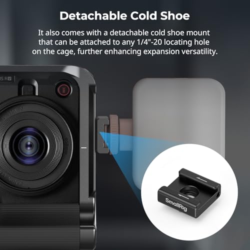 SmallRig R50 V Camera Cage for Canon R50V, Built-in Ergonomic Silicone Grip, QR Plate for Arca, 1/4"-20 Threaded Hole, 3/8"-16 Holes for ARRI, Cold Shoe, QD Sockets, Vertical Shooting(Black)-5427 - color: Black