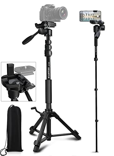 Camera Tripod 69 Inch, Patented 3-Way Swivel Portable Phone Tripod Professional Aluminum Alloy Travel Phone Camera Stand Monopod for Canon Nikon GoPro DSLR, DV Video Camcorder, Smartphone Black - size: 69 inch