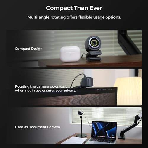 NearStream 4K Webcam for Streaming - Noise Canceling Mic, 45°-95°Adjustable FOV, Auto Focus, AI Framing, Software Control, Plug&Play, Works with Zoom/Teams/Skype/Google Meet - style: 4K@30FPS,1080P@60FPS