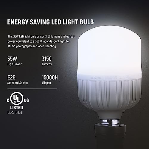NEEWER 700W Equivalent Softbox Lighting Kit, 2Pack UL Certified 5700K LED Lighting Bulbs, 24x24 inches Softboxes with E26 Socket, Photography Continuous Lighting Kit Photo Studio Equipment