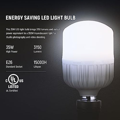 NEEWER 700W Equivalent Softbox Lighting Kit, 2Pack UL Certified 5700K LED Lighting Bulbs, 24x24 inches Softboxes with E26 Socket, Photography Continuous Lighting Kit Photo Studio Equipment