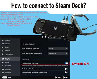 USB C to USB C Adapter, Charging and Play- 4K 60Hz/2K 120Hz, Supports 100W Fast Charging for iPhone 17-15,Switch, ROG Ally, Steam Deck. Connected Viture/Rayneo/Xreal/Rokid AR Glasses