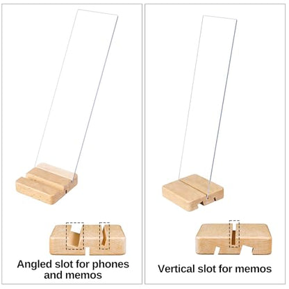 2-Pack Monitor Memo Board, Monitor Sticky Note Holder for Desktop, Portable Removable Office Desk Board Wooden Phone Holder with Stick Notes, Clear
