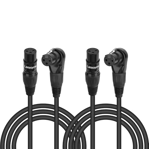 2-Pack Right Angle XLR Mic Extension Cable Adapter 1.5 Feet, 90 Degree XLR Female to Straight Female 3-Pin Microphone Connector Extender Cord for Speaker, Recording Studio, Audio Interface, Amplifier - color: XLR 90 Degree Female to Straight Female, size: