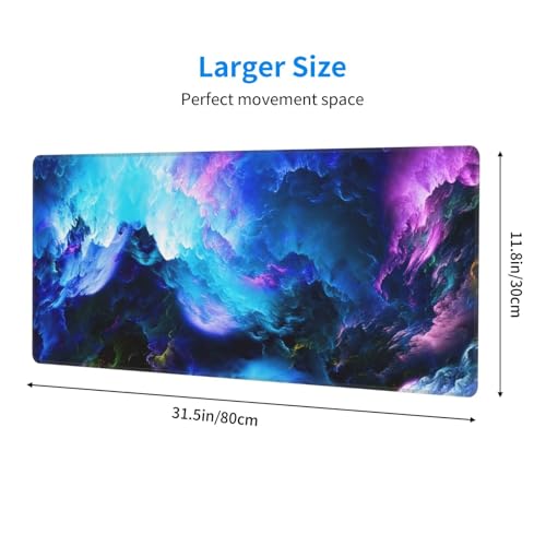Large Gaming Mouse Pad, Non-Slip Stitched Waterproof XL Mouse Mat, 31.5 * 11.8 in (Dazzling Galaxy) - color: Dazzling Galaxy