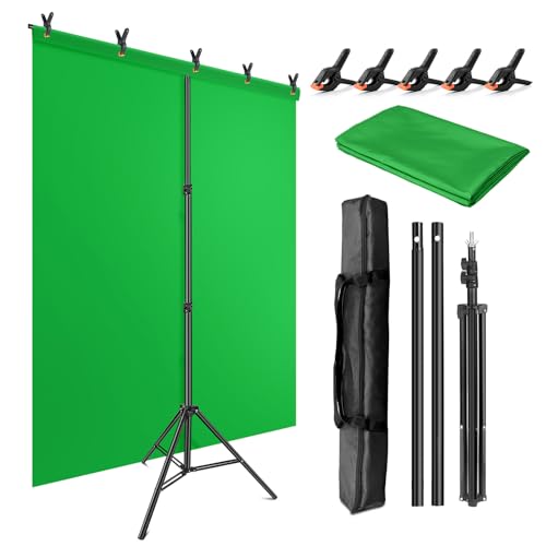 Green Screen Backdrop Kit with Stand, 5X6.5ft Portable Green Screen Backdrop with Stand kit, GreenScreen Background with Stand Carrying Bag Clamp for Streaming Video Zoom - color: Green, size: 5 x 6.5 Ft