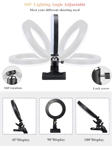 6.3" Ring Light with Clamp Mount for Laptop,Webcam Light with 3 Light Modes&10 Level Dimmable for Laptop/PC Monitor/Desk/Bed/Office/Makeup/YouTube/TIK Tok