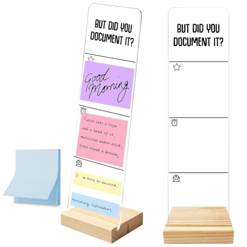 Monitor Memo Board with Removable Wooden Base Acrylic Portable Sticky Note Holder, But Did You Document it? Logo Office Desk Desk Set Sticky Notes 100 Sheets - color: Did You