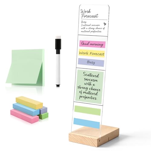 Affrolling Monitor Memo Board with Removable Wooden Base Acrylic Portable Memo Notes Holder Desk Accessories Organizer with 600 Sheets Reminder Notes Office Desk Decor Gift(Work Forecast) - style: Work Forecast