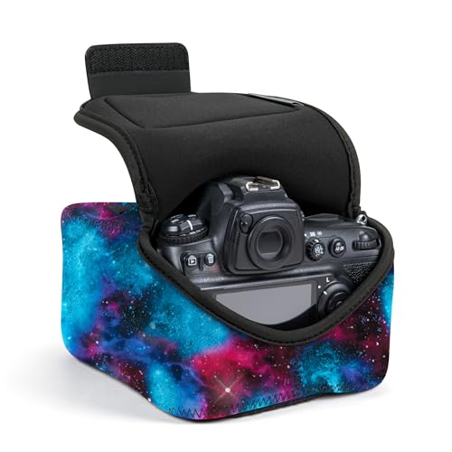USA Gear Camera Sleeve (Large) for Mid-Size SLRs Compatible with Sony A7 V, Canon EOS R6 Mark II, Nikon Z 6III & more - Padded Neoprene DSLR Case with Zipper Accessory Pocket & Belt Loop (Galaxy) - color: Galaxy, size: Mid-Size SLR