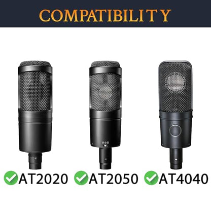 SOULWIT 2Pcs Pop Filter for Audio-Technica ATH AT2020/AT2050/AT4040 Cardioid Condenser, Protective Mic Cover Windscreen Foam - Black