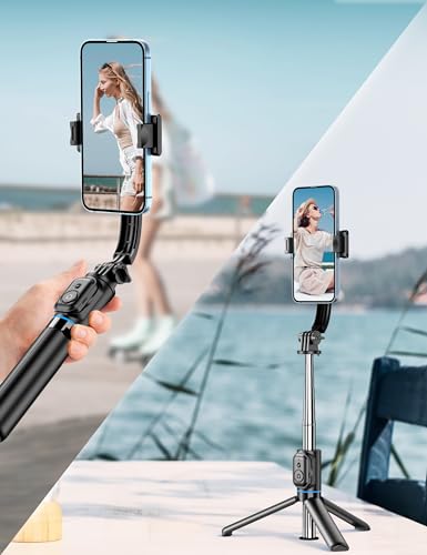 Selfie Stick, 41'' Extendable Phone Tripod Stand with Phone Holder & Detachable Remote, 360° Rotation Selfie Stick Tripod for Cell Phone Compatible with iPhone, Android, Samsung - color: Black