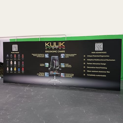 Customize Fabric Display Stand Trade Show Aluminum Portable Pop Up Display Banner Backdrop with Collapsible Frame and Banner Set 20×7.5 FT - color: Pop-Up Displays, size: 20×7.5 FT