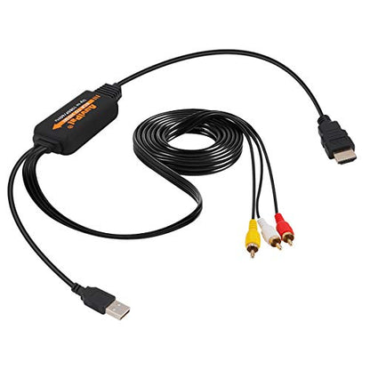 1080P RCA to HDMI Converter, All-in-One Composite AV to HDMI Audio Video Adapter for VHS/VCR/ PS1/ PS2/ PS3/ STB/Xbox/Blue-Ray DVD Players and More (All Cables Included)