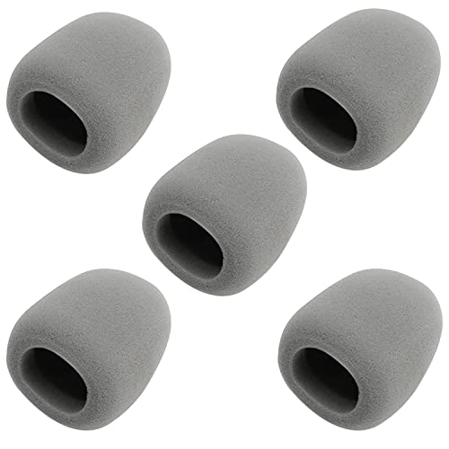 Fielect 5Pcs Microphone Cover Sponge Foam Mic Cover Handheld Microphone Windscreen Shield Protection Micro Foam Filter Gray for KTV Broadcasting - color: Gray