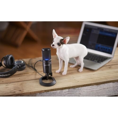 Audio-Technica AT2020USB-X Cardioid Condenser USB Microphone, Black + PodMaster Boom Broadcast/Podcast Boom Arm Mic Stand + Microfiber Cleaning Cloth + Goby Labs Microphone Cleaner