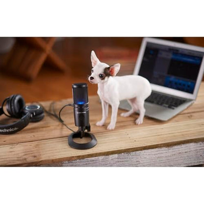 Audio-Technica AT2020USB-X Cardioid Condenser USB Microphone, Black + PodMaster Boom Broadcast/Podcast Boom Arm Mic Stand + Microfiber Cleaning Cloth + Goby Labs Microphone Cleaner