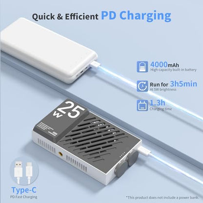 ZHIYUN CINEPEER CM25 25W LED Video Light, Pocket-Sized Mini Portable Photography Light on Camera, Dimmable 2700K-6200K, Built-in 2 * 2000mAh Rechargeable Batteries, PD Charging/Vlog/Photo