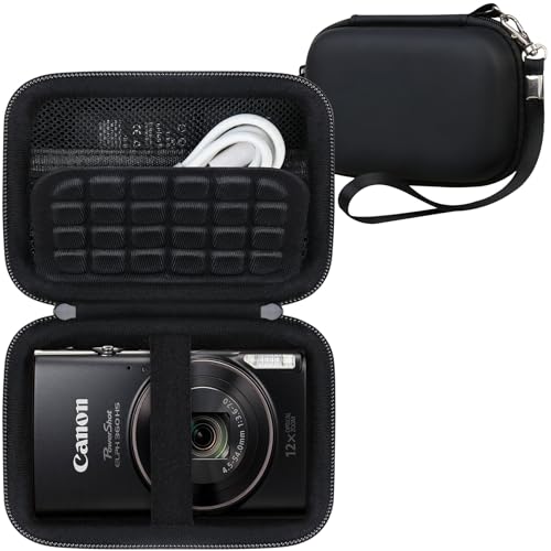 RAIALL Carrying Case for Canon PowerShot ELPH 360 HS A/IXY 650/ Canon IXUS 285 HS/Sony DSCW830/ CAMKORY/VAHOIALD Digital Camera, Vlogging Camera Travel Bag, Mesh Pocket for Batteries, Black - color: Black