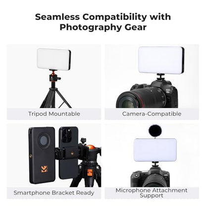K&F CONCEPT 12W Portable RGB Camera Video Light, 5000mAh CRI95+ 2700-7500K | Rechargeable LED DSLR Lighting 13 Effects with OLED Screen, Cold Shoe, 1/4'' Screw Mount for Content Creator Photography