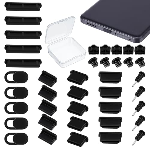 USB Port Cover Dust Plugs Silicone USB Port Protect Caps Charging Ports Covers Cleaning Kit Anti Dust Cover for Computer Camera, USBC, RJ45, SD, Headphones, Audio Ports 8 Types 40pcs