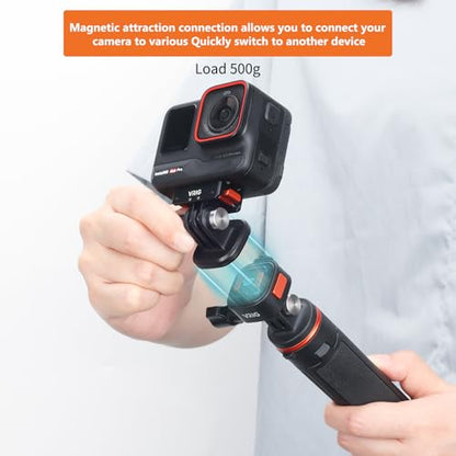 VRIG Claw Mini Magnetic Tripod Mount Adapter, Quick-Release Action Camera Accessories Compatible with Go Pro Hero 13/12/ 11/10/ 9/ Mission 1 Pro, Insta360, DJI and More - size: 2-prong quick-release mount