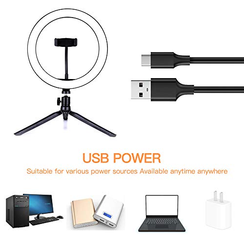 Ring Light with Stand OEBLD Dimmable Desk Selfie Ring Light with Phone Holder for Video Photography Remote Control for Makeup Live Streaming YouTube Lighting (D(10.2''Ring Light & Tripod)) - size: D(10.2