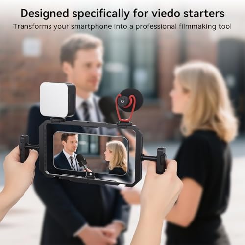 UTEBIT Quick Release Phone Cage, Smartphone Video Rig Kit with Handles | Aluminum Handheld Filmmaking Vlogging Case Stabilizer for Videomaker, for iPhone 17/16/15, for Android Phones, Samsung