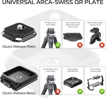 ULANZI UKA02 Quick Release Plate with 1/4" Screw, Camera Tripod Mount Adapter Compatible with UKA01, UKA03/Arca Swiss (Only Top Plate) - size: Top plate