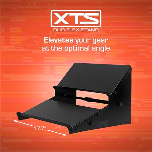 XTS Duo-Flex Desktop Stand, 2 Tiers with Trays for FX Pedals / Synths / Samplers / Audio Interfaces / MIDI Controllers, Holds 2-4 Pedals or Machines on Each Tier, 17.7" Width, Fits MPC Live 3 / TR-8S / Digitakt & more - size: Duo-Flex Stand